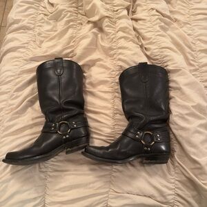 Black Leather Mid-Calf Boots